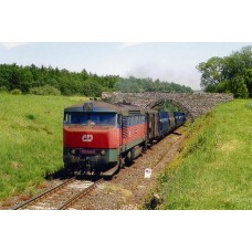 Motorová lokomotiva 751.338 před zastávkou Hradec - červen 2006 